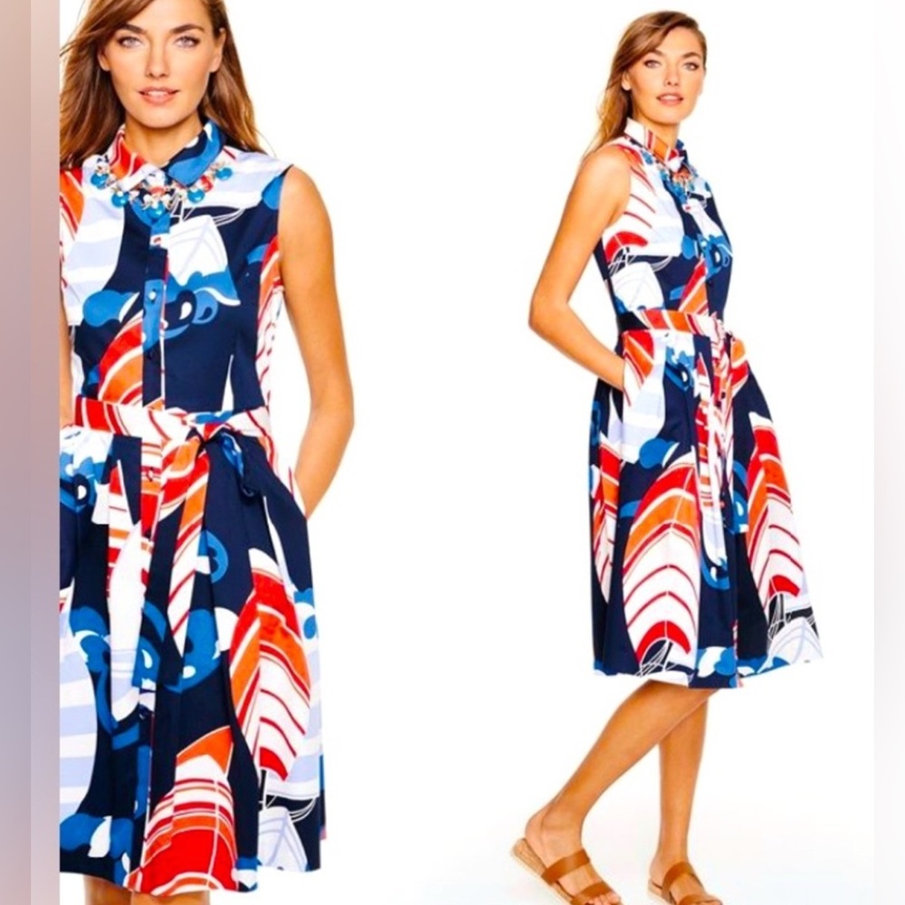 NEW! Talbots Sleeveless Nautical Sailboats Shirt Dress